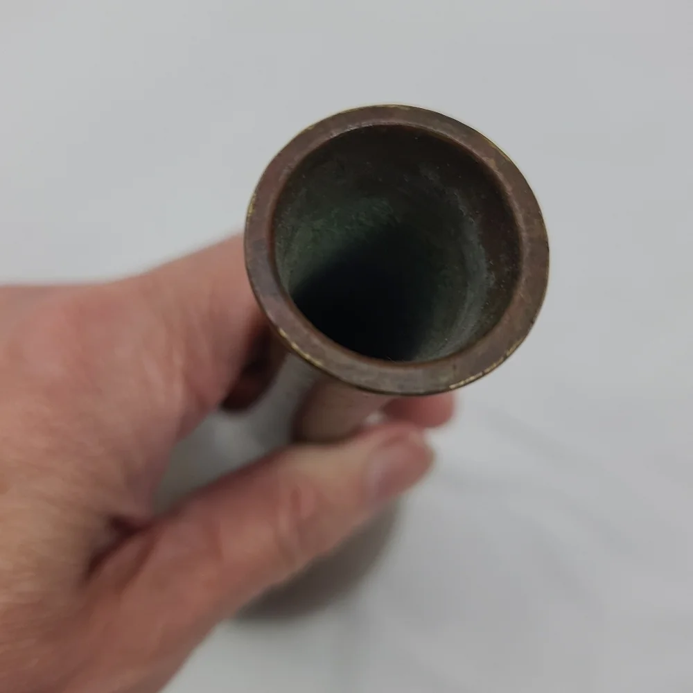 bronze Or Brass vase art with mottled patina, tall
